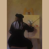 Vermeer pintando un Garaizábal, óleo s/ cartón, 105 x 75 cm., Javier Garaizábal